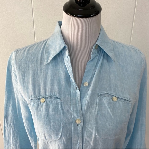 Lauren Ralph Lauren 100% Linen Button Front Tunic Top with Rope Belt Size Small - Picture 6 of 16